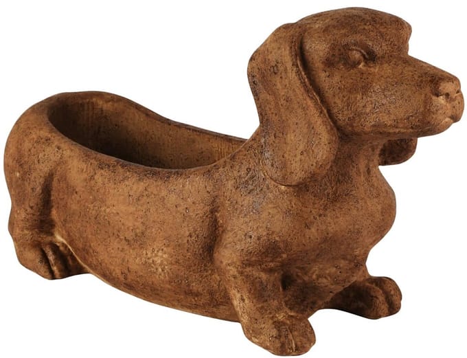 Dekoratief | Bloempot hond, bruin, cement, 39x14x21cm | A260452