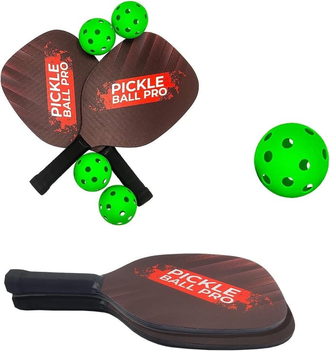 Pickleball Set met 2 Houten Rackets en 4 Ballen - Complete Sportuitrusting