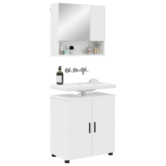 vidaXL - Badkamermeubel - Set - 2 - st - Hoogglans - wit - 61 - x - 35 - x - 64 - cm