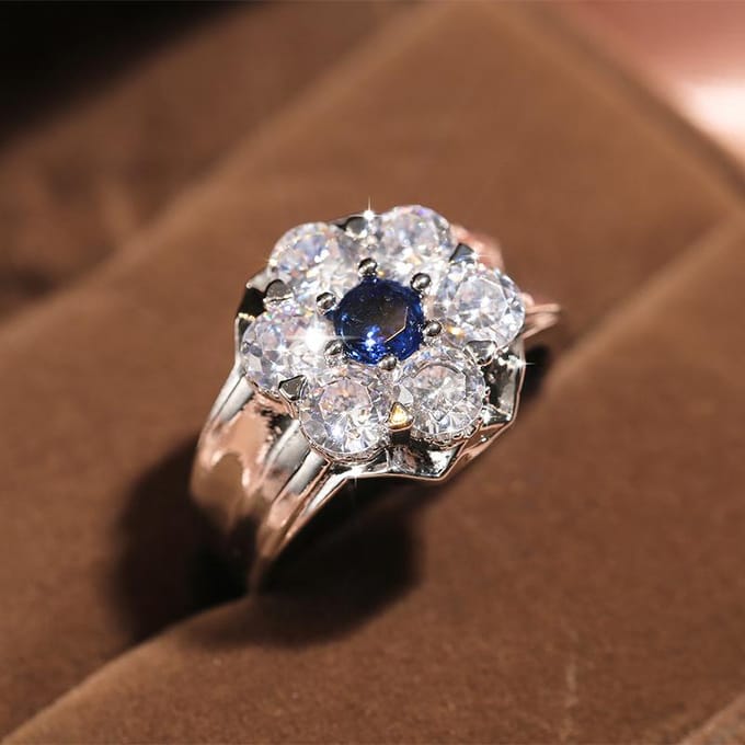Europese en Amerikaanse Bloem Diamant Ring Luxe Mode Sieraden No. 10 gray