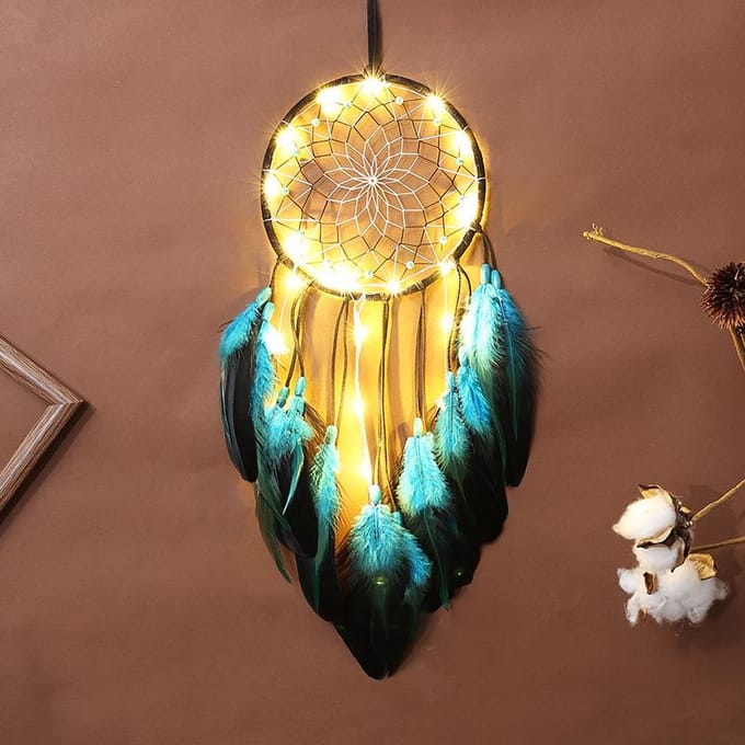 Nieuwe Creatieve Blauwe Veer Dromenvanger DIY Dromenvanger Windgong Hanger yellow