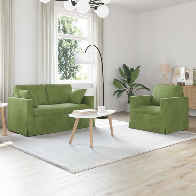 vidaXL Bankstel 2 pcs Lichtgroen 138 x 78 x 80 cm Fluweel