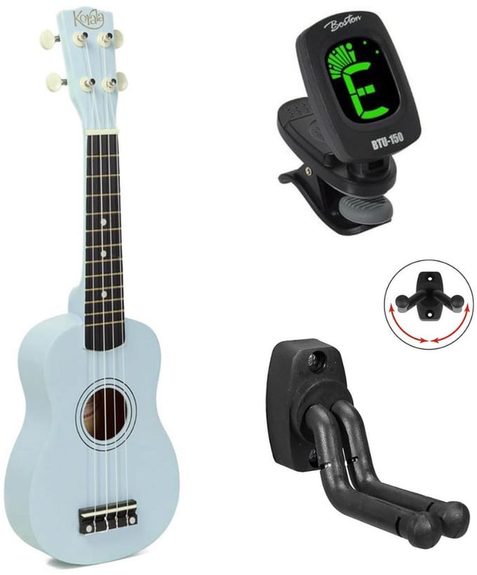 Korala UKS-15 bundel sopraan ukulele Licht blauw