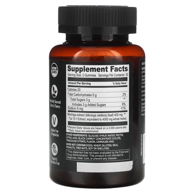YumVs, duurzame gummies, extract van moringabladeren, aardbei, 4.000 mg, 60 gummies (2.000 mg per kauwgom)