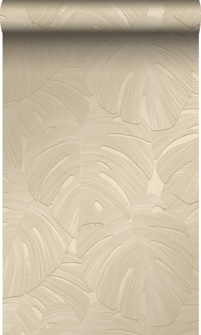 Origin Wallcoverings behang tropische bladeren taupe - 53 cm x 10.05 m - 348024