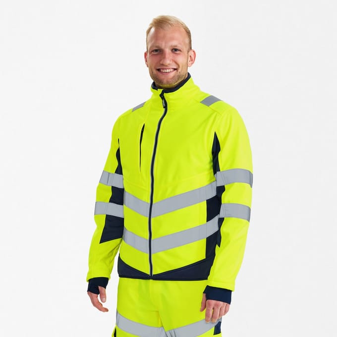 Engel Safety softshell jack 1158-237 - Hi-vis Yellow / Blue Ink - M
