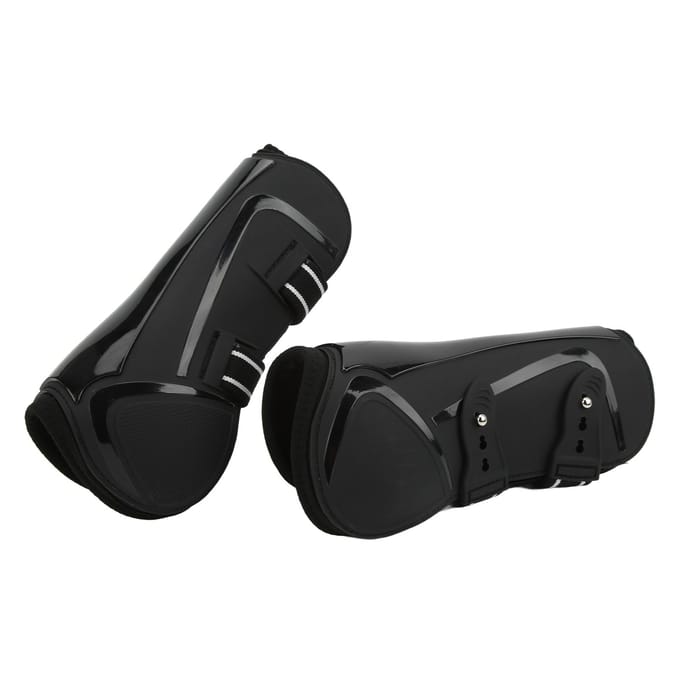 Paardenbeenbeschermers PU Schaal Elastisch Neopreen Veilige Paardenbeenbeschermer voor Pezen Bloedvaten Zwart Medium black