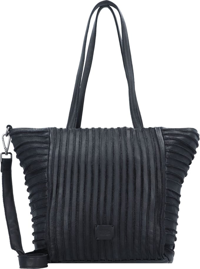 FREDsBRUDER Leren Schoudertas Riffelhörnchen Shopper Black Zwart