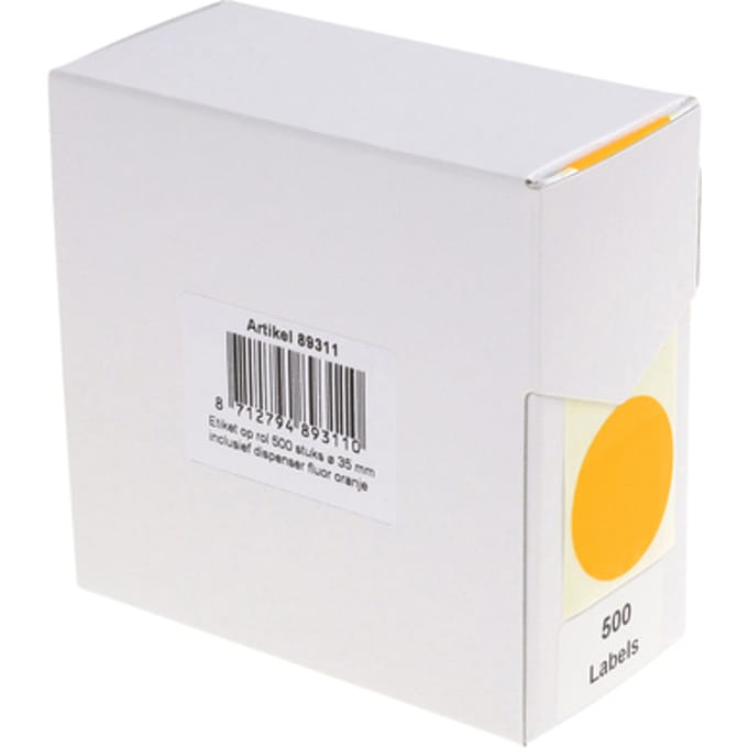 Etiket Rillprint 35mm op rol fluor oranje 500 stuks