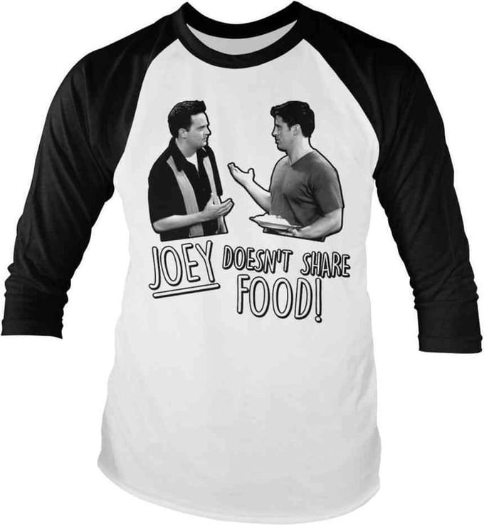 Friends Raglan top -L- Joey Doesn't Share Food Wit/Zwart