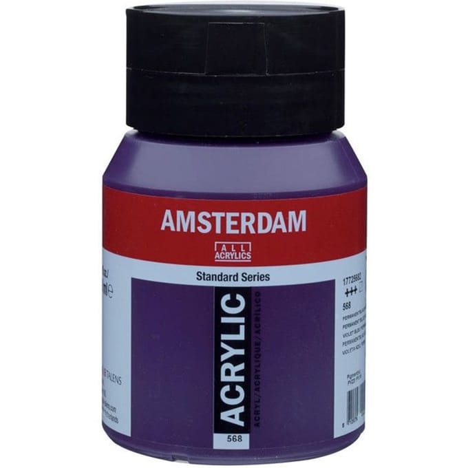 Peinture Acrylique - Violet bleuâtre permanent - 568 - Amsterdam - Pot de 500ml blauw
