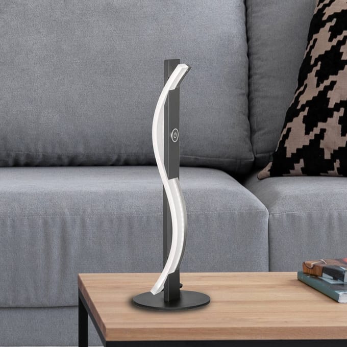 FISCHER & HONSEL LED tafellamp BRIDGE, zwart, hoogte 41 cm, metaal, dimmer