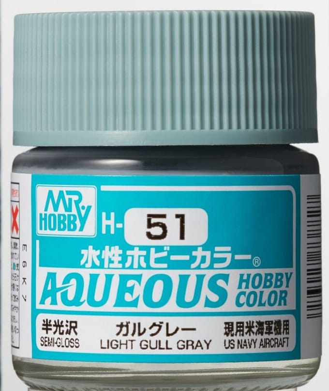Gunze H-051 - Light Gull Grey Glanzend - Mr. Hobby Aqueous Modelbouwverf 10ml