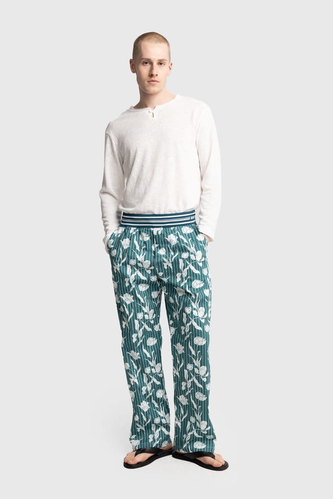 Heren Katoenen Bloemige Breipantalon