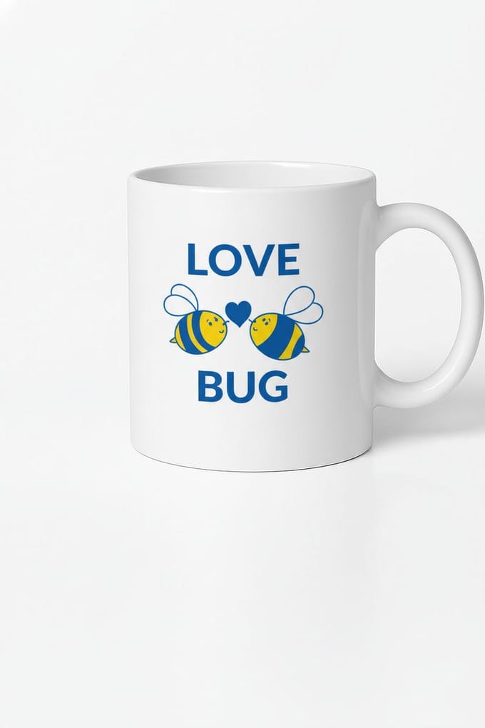 Love Bug Mok met Schattige Bijen & Hart - Uniek Romantisch Cadeau