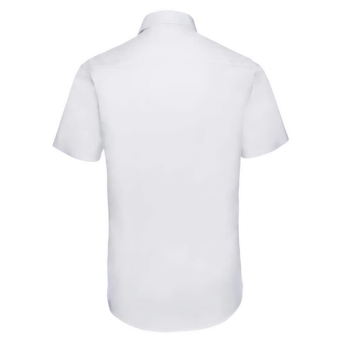 Russell Collection Heren Easy-Care Fitted Overhemd met korte mouwen (Wit)