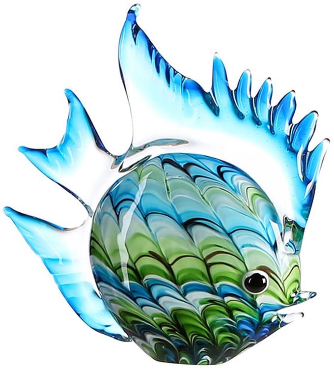 Decoratie beeld object Vis Glazen sculptuur "Fun Fish" H 28 cm B 31 cm