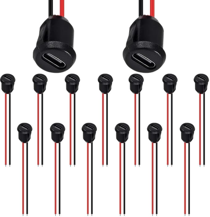 Dailygoody - 15-Pack Usb-C Connector 2-Pin Flush Socket voor Snelladen