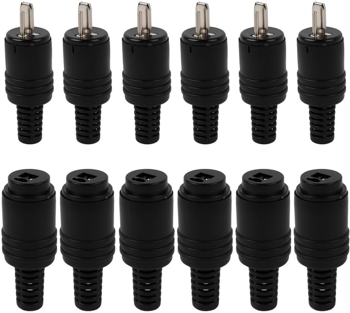 2-Pin DIN Connectoren - Luidspreker Pluggen - Audio Aansluiten - Zonder Solderen - 12 Stuks - Zwart