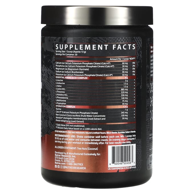 Nutrex Research, EAA et Hydratation, C'est l'heure de la mangue, 13,76 oz (390g)
