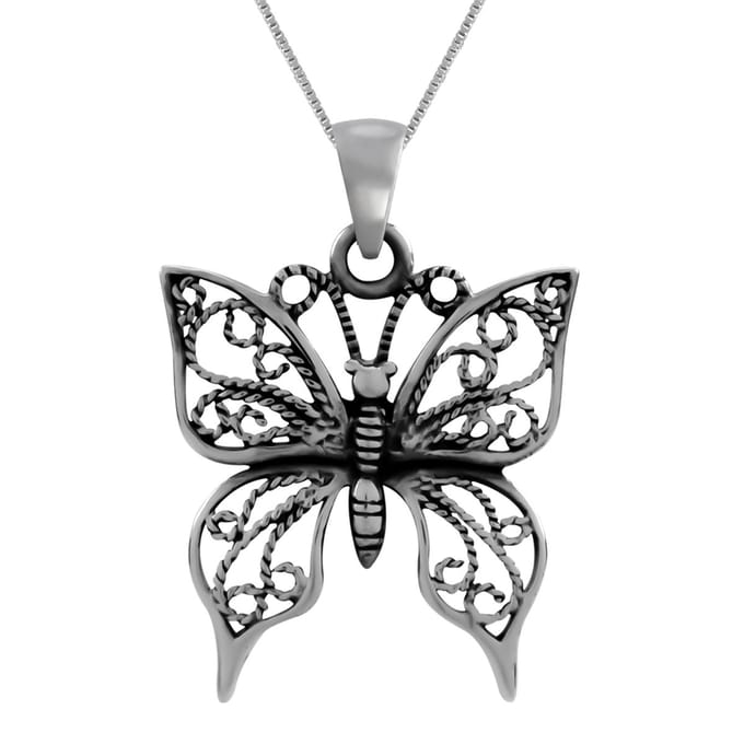 Zilveren ketting - vlinder hanger - 925 zilver - vrouwen
