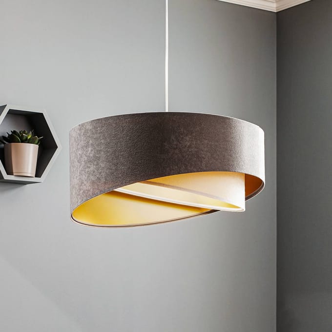 Maco Design Hanglamp Vivien, driekleurig, grijs/wit/goud