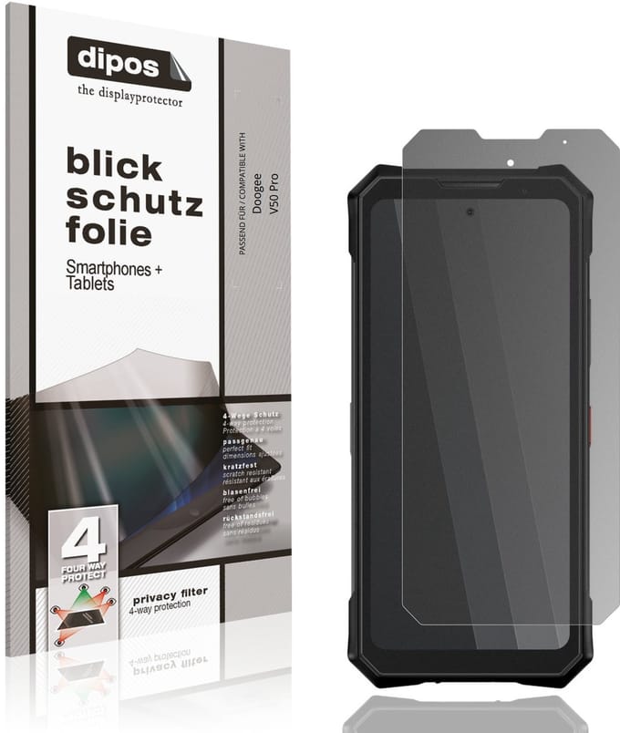 dipos – Matte Privacy Screenprotector geschikt voor Doogee V50 Pro | Anti-Spy Beschermfolie