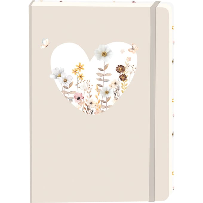 Notitieboek wit hart A5 lijn 92 pagina's softcover beige