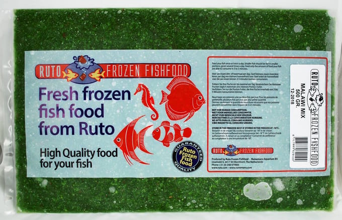 Ruto Malawi mix diepvriesvoer flatpack 500 gram | mix voor Malawi cichliden Diepvries