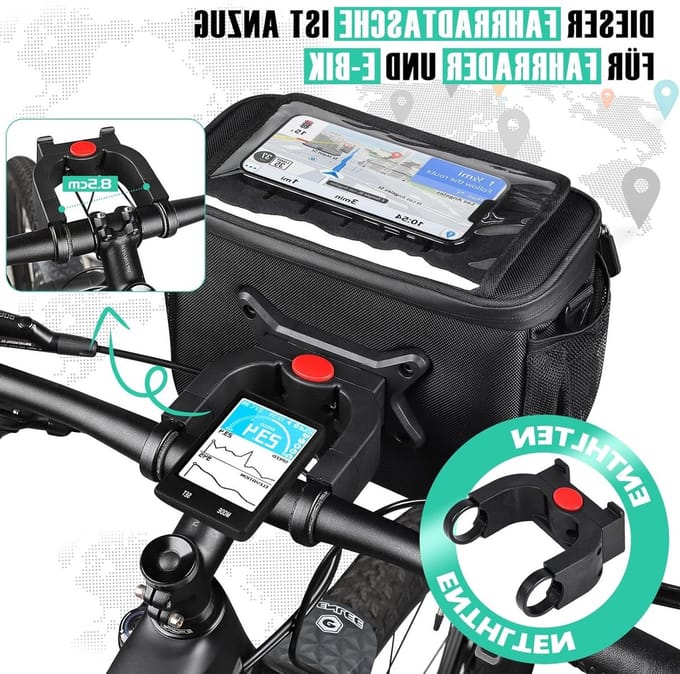 Fietstas - Waterdicht - 5 Liter Capaciteit - Met Verstelbaar Touchscreen - Voor Fietsen en E-bikes