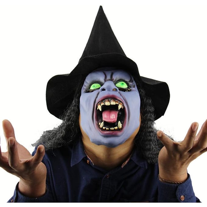 Halloween donkere heks latex masker One size paars