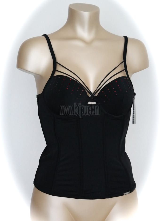 Sapph - Bustier / korset - zwart/rood - Maat 70B