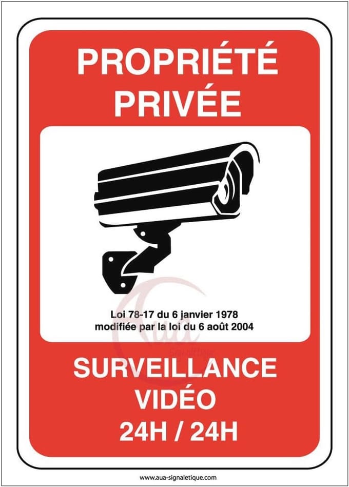 Bord Privée onder Bewaking - Videobewaking 24/7 - 210 x 300 mm, PVC 1,5 mm