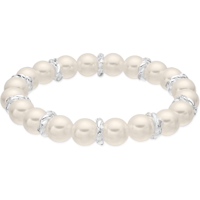 Luxenter Armband met witte parel, zilveren afwerking - Clasow