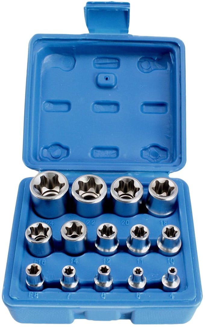 Satra Torx-E Doppenset 1/4" 3/8" 1/2" - 15 delig