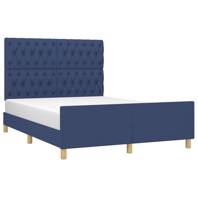 vidaXL - Bedframe - zonder - matras - stof - blauw - 140x200 - cm