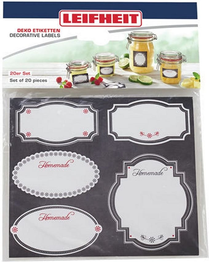 Leifheit zelfklevende deco-etiketten - 20 Stuks - Zwart/Wit
