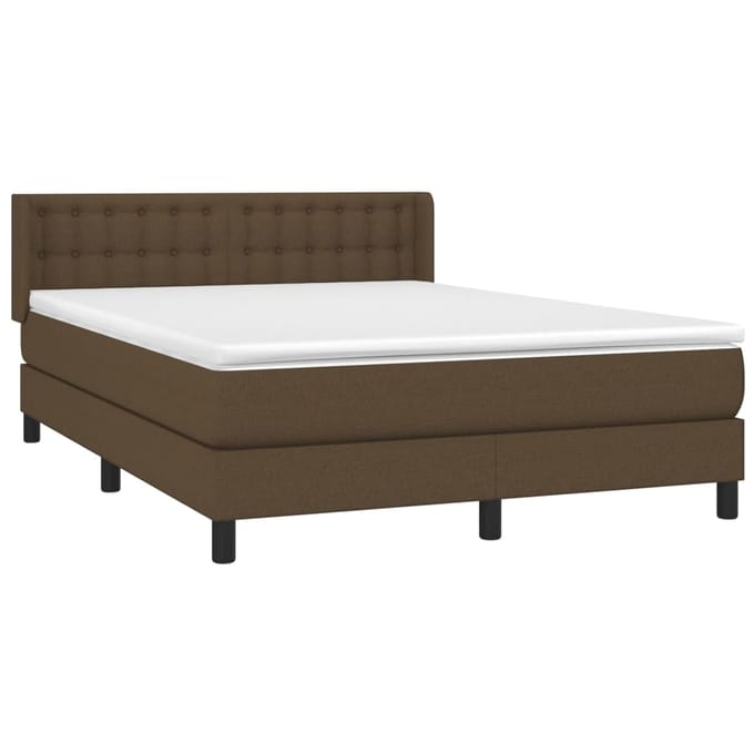 vidaXL - Boxspring - met - matras - stof - donkerbruin - 140x190 - cm