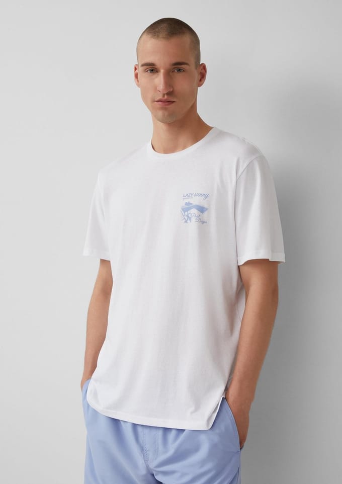 Q/S designed by - Heren t-shirt - Maat S - Mannen - wit - katoen