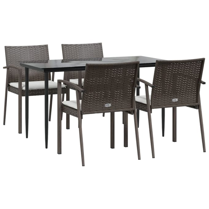 vidaXL - 5-delige - Tuinset - met - kussens - poly - rattan - en - staal