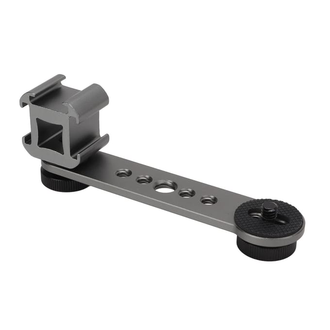 Drievoudige Cold Shoe Verlengbeugel Aluminiumlegering Microfoonstandaard Montageadapter voor Statief donkergrijze kleur