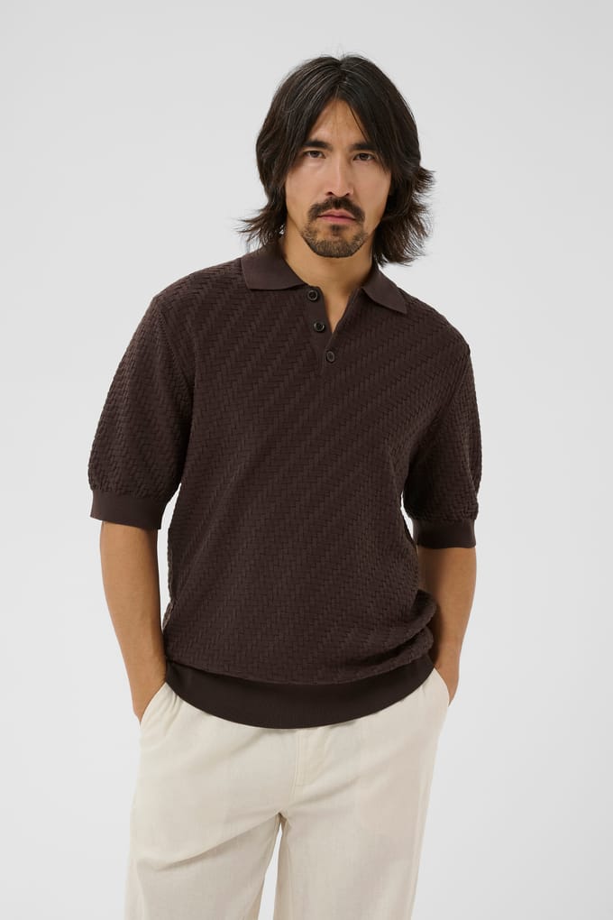 Regular fit poloshirt van puur katoen in tricotlook