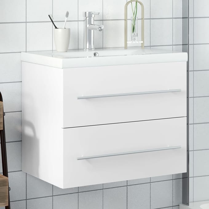 vidaXL - Wastafelkast - met - ingebouwde - wasbak - wit