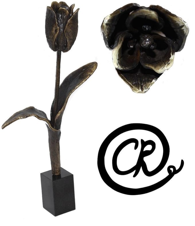 Tulp groot met marmer voet