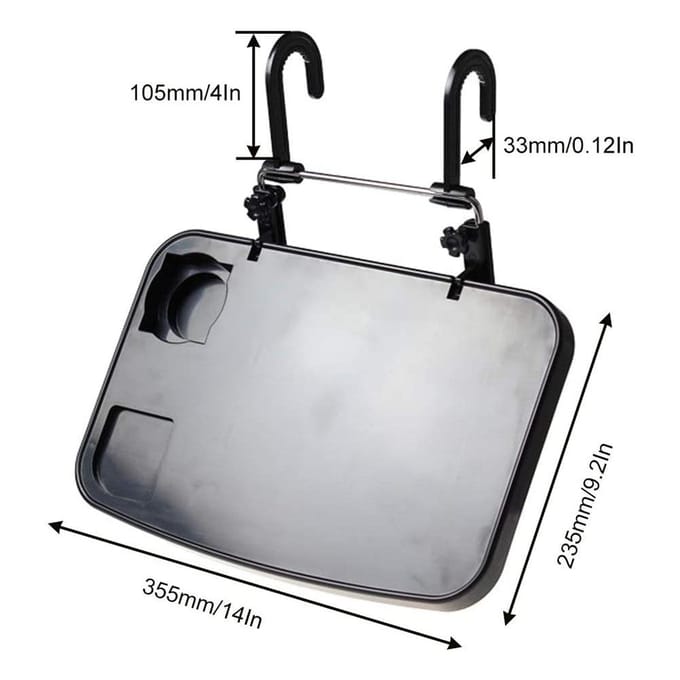 Multifunctioneel Auto Computer Bureau Opvouwbaar Auto Lunch Bureau Autostoel Laptop Houder Standaard Eten Drinken black