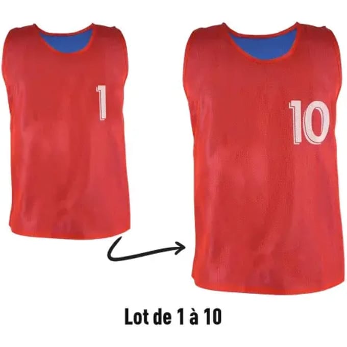 Nummered omkeerbare hesjes Sporti N° 1 - 10 (x10)