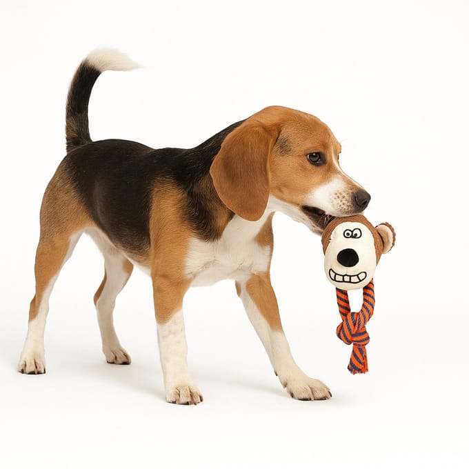 Nobleza Pluche hondenspeelgoed – Knuffelbeer met Flostouw & Pieper – Lengte 23 cm – Wit