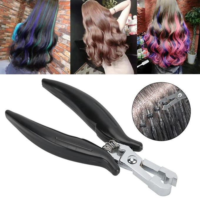 Pince à extensions de cheveux en acier inoxydable, poignée antidérapante, outils pour extensions de cheveux et perruques gray