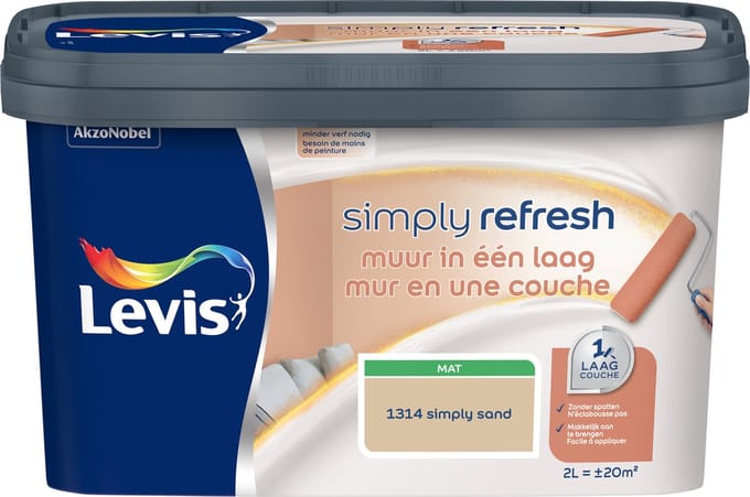 Levis - Simply Refresh Muur In Een Laag - Simply Sand - 2 L
