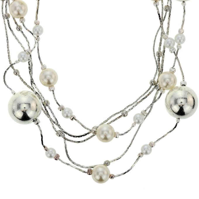 Behave Zilver-kleurige ketting met parels